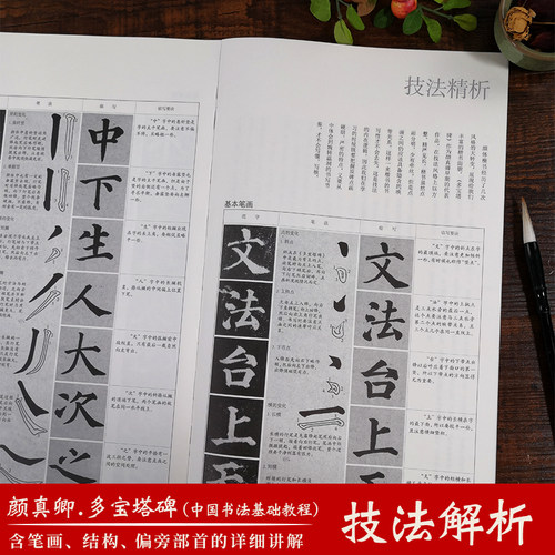 颜真卿多宝塔碑(原碑帖+技法教程)高清原帖+笔画结构+技法详解初学者基础教程学生入门临摹教材书籍新书谱颜体楷书毛笔书法字帖-图0