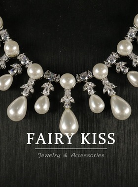 vintage闪亮铜蜡镶锆石珍珠水滴