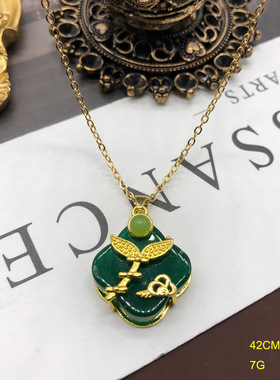 小众轻奢项链复古董雕刻花纹镶钻