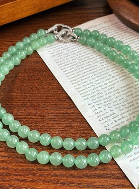 新款春季8mm天然东陵玉项链森系