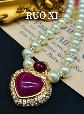 若曦vintage玻璃珍珠气质镶钻紫