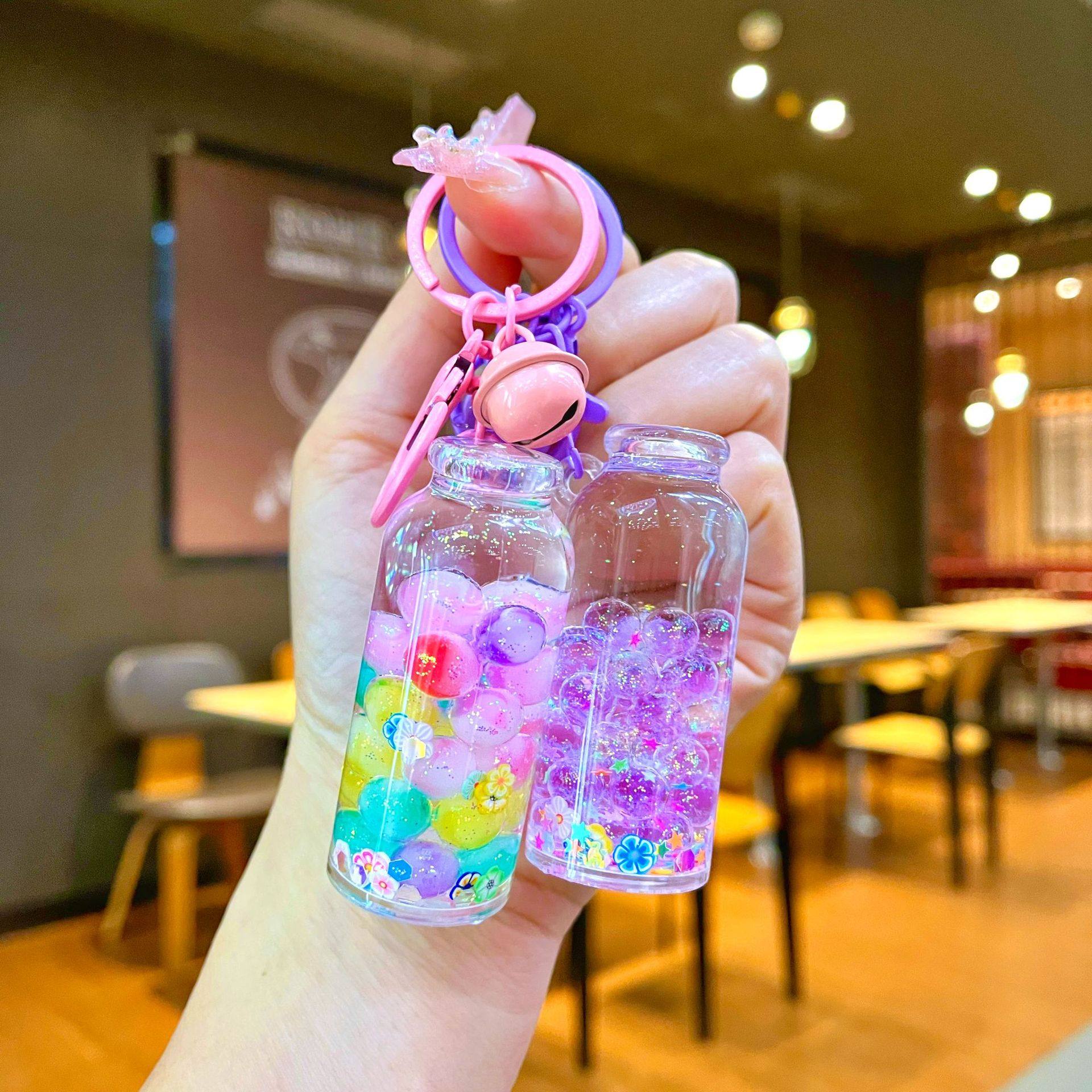 漂流瓶钥匙扣夜光高瓶钥匙扣挂件儿童书包挂饰入油流沙钥匙链,淘宝优惠券,粉丝福利购,淘宝优惠卷