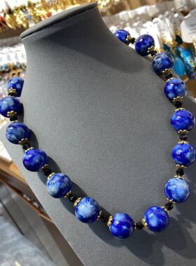 新中式18M青花色陶瓷珠项链天然