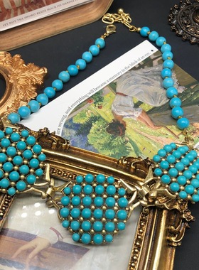 绿松石圆珠链新款饰品几何项链