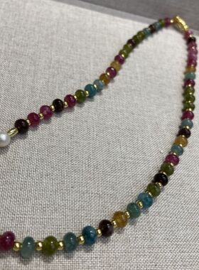 国潮新中式多巴胺彩色天然石串珠