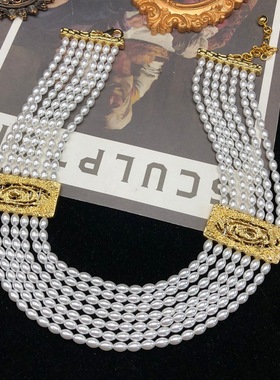 法式复古风饰品个性设计感多层珍