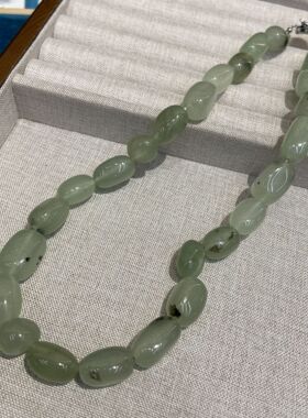 异形天然石绿东陵水晶串珠项链异