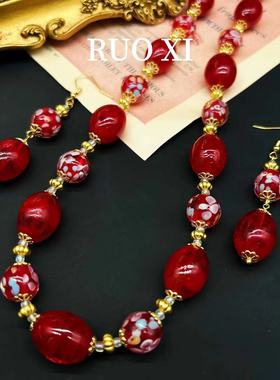 青岛vintage西洋回流红色琉璃喜