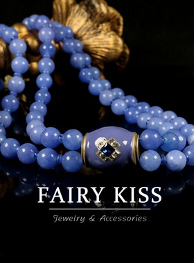 双层项链蓝色石头精致大气秋冬微