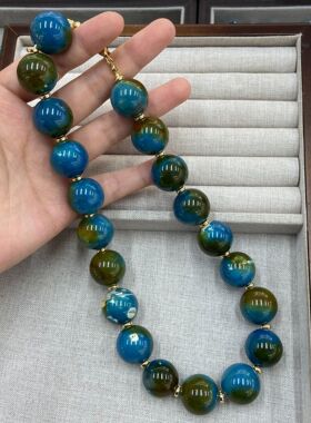 复古油画风20M蓝绿渐变星球圆珠