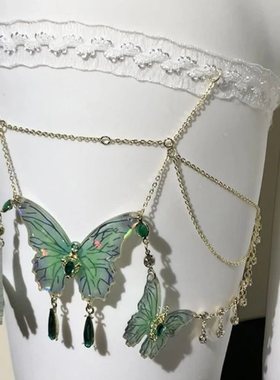 性感蝴蝶流苏蕾丝绑带腿