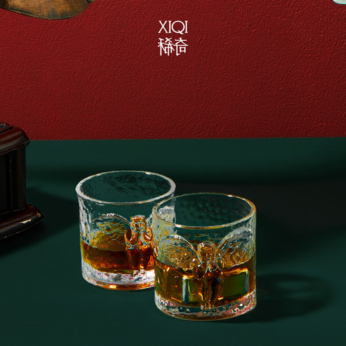 稀奇艺术男士威士忌天使浮雕冷水洋酒水玻璃杯子生日艺术礼品盒装 - 图2