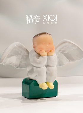 稀奇艺术天使比比治愈系桌面摆件