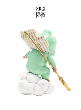 家居装饰摆件小财神平步青云关公