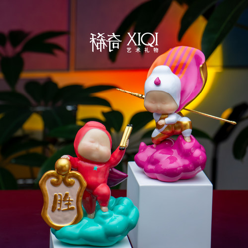 稀奇艺术《平步青云》系列办公室雕塑摆件创意家居轻奢武财神关羽 - 图3
