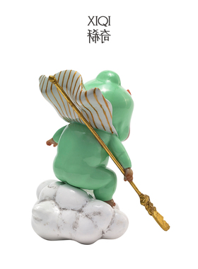 家居装饰摆件小财神平步青云关公