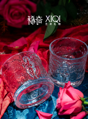 稀奇艺术天使浮雕厚底威士忌杯