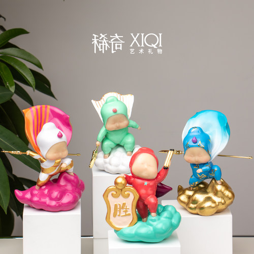 稀奇艺术《平步青云》系列办公室雕塑摆件创意家居轻奢武财神关羽 - 图1