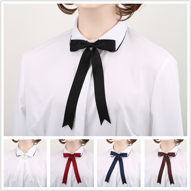 白衬衫领结女系带学院风英伦日系黑色百搭时尚飘带丝带蝴蝶结装饰