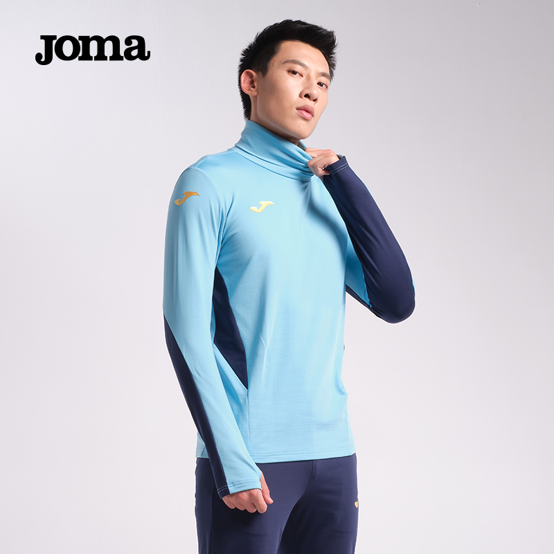 Joma新款翼刃系列男子反绒高领长袖T恤拇指扣秋冬运动上衣 - 图3