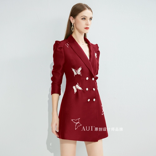 Осенний бордовый пиджак классического кроя, подходит для подростков, коллекция 2023