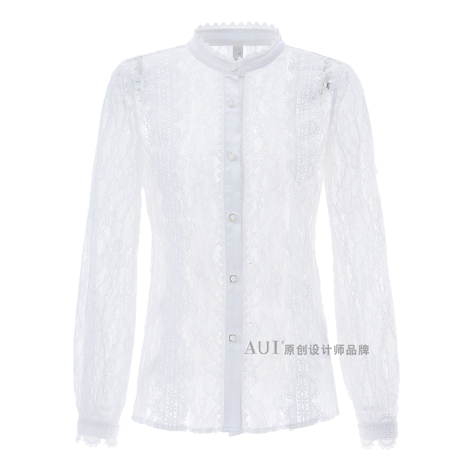 aui欧货复古立领长袖蕾丝2021衬衫 aui蕾丝衫/雪纺衫