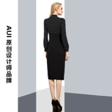 Сексуальный фонарь, лонгслив, осеннее длинное платье, V-образный вырез, средней длины