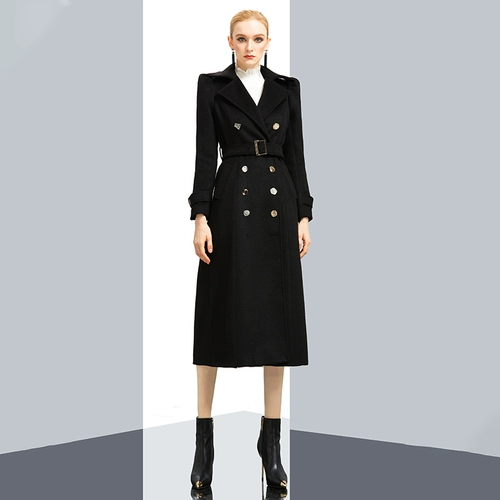 Элитное модное шерстяное пальто, зимняя длинная куртка, свободный крой, средней длины