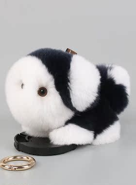 包包可爱皮草真毛小狗狗装死挂件