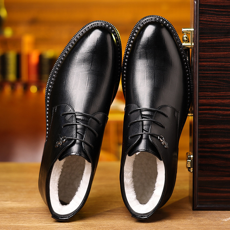 棉皮鞋男冬季2025冬季加绒保暖百搭德比鞋男士潮流商务正装休闲鞋 - 图0