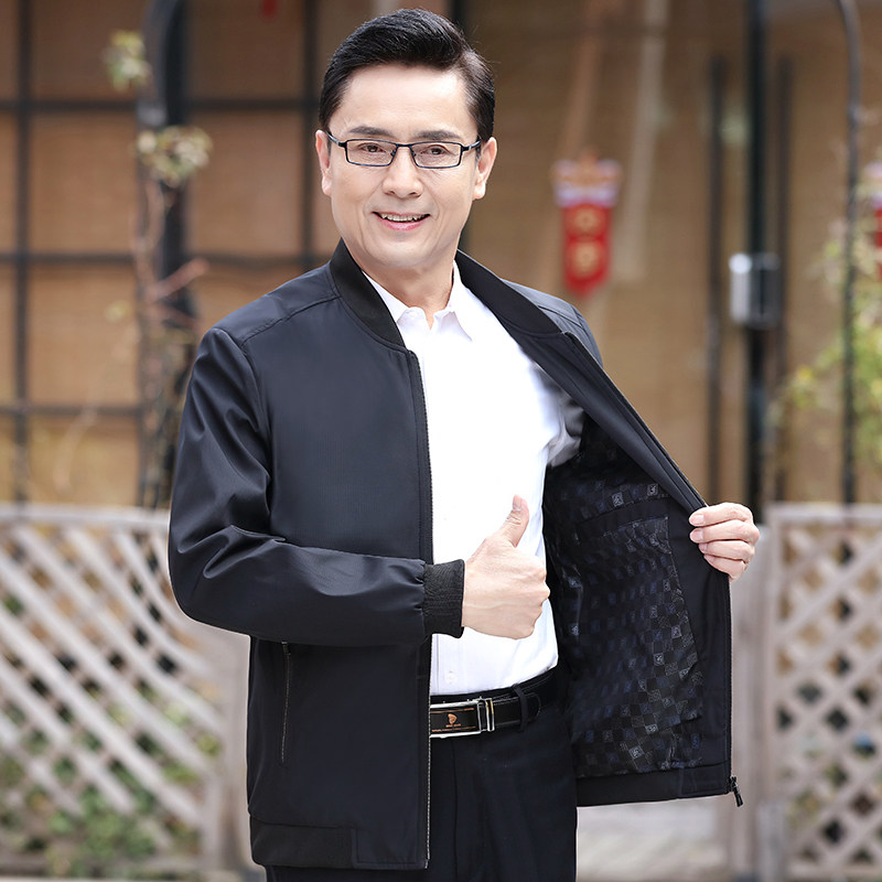 春秋季中年休闲父亲中老年夹克衫 梦怡祯夹克