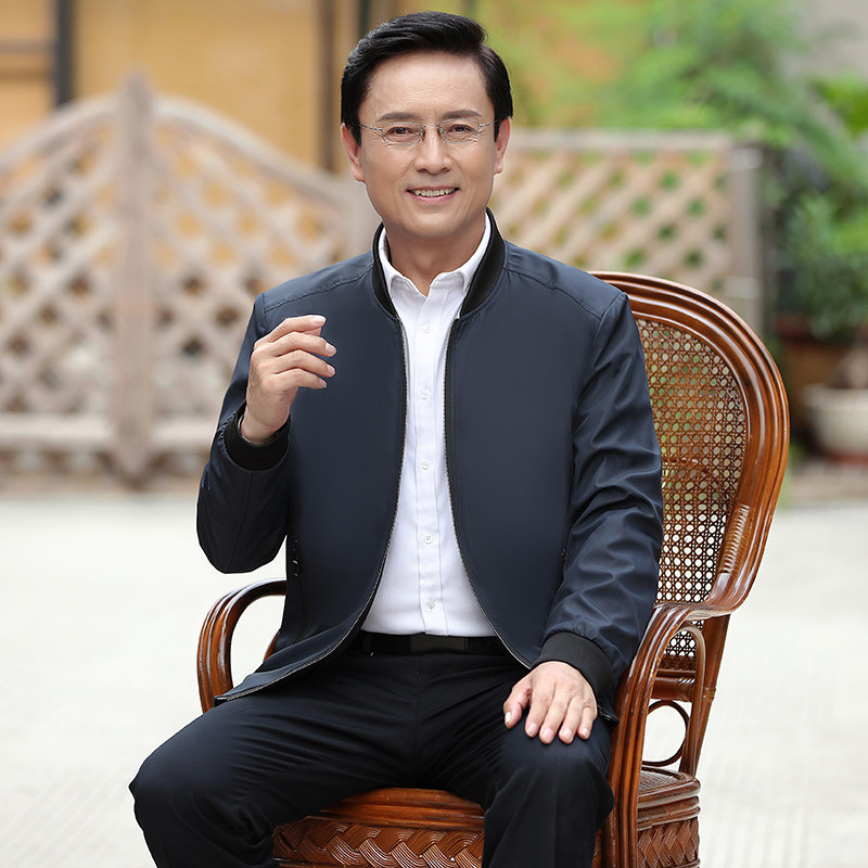 春秋季中年休闲父亲中老年夹克衫 梦怡祯夹克