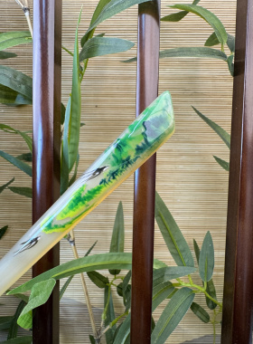 悦木坊羊角发簪手绘春葵日常搭配意境千里江山免护理簪子 礼盒装