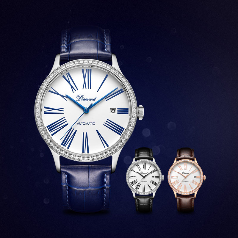 上海钻石手表男自动机械表时尚防水4100官方正品皮带学生男士手表