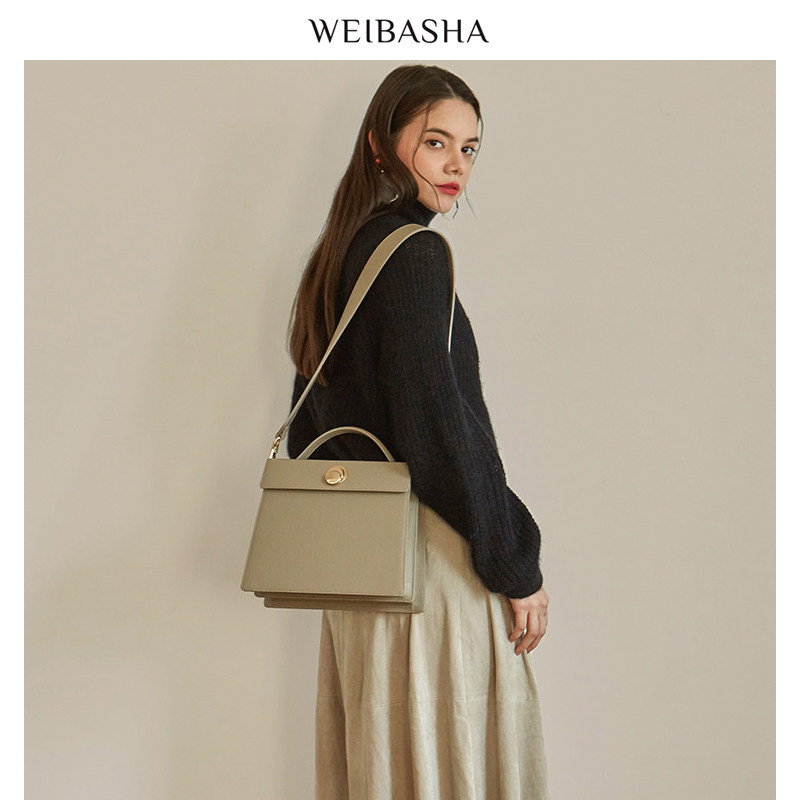 真皮女士2020新款小方包风琴手提包 微芭莎女士包袋