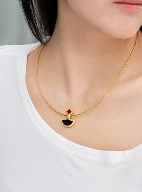 觉行纯银金刚钺刀空行母吊坠藏式天然石红玛瑙项链小众个性民族风