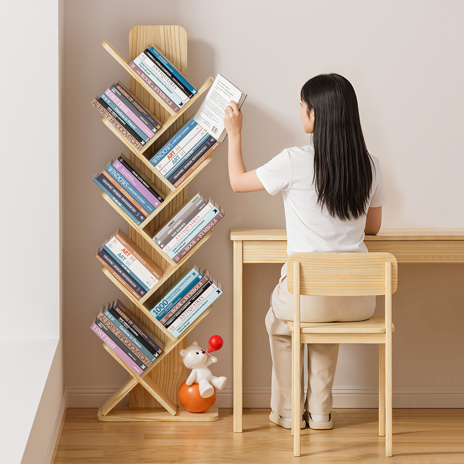 书架落地置物架一体靠墙可移动小型实木书柜儿童读物书本收纳架子,淘宝优惠券,粉丝福利购,淘宝优惠卷