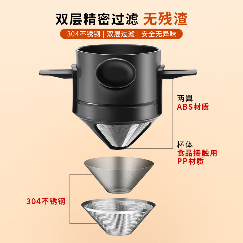 双层过滤杯滴漏式漏斗咖啡过滤网 pakchoice配套器具