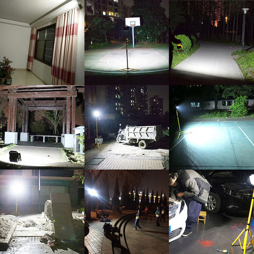 户外照明灯超亮强光露营夜市摆摊无线移动工地应急led充电投光灯 - 图1