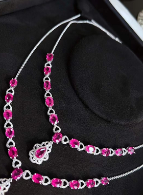 天然卢比来项链女18k金镶嵌钻石锁骨链时尚百搭高级感颈饰