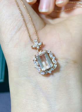 高端天然摩根石香水瓶吊坠女士高级感情人节送女友礼物项链