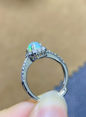 2024年新款欧泊戒指尺寸925银精工镶嵌生日礼物送闺蜜朋友日常