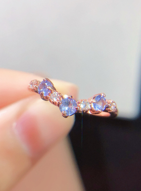 天然坦桑石戒指 清新自然豪华超大气款式主石3mm