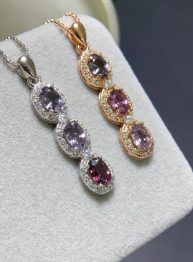 轻奢时尚新款天然缅甸尖晶石吊坠项链锁骨链气质百搭