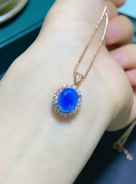 炫彩蓝欧泊吊坠，绝美显白，主石8*10mm，S925银精工镶嵌