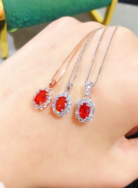 纯天然彩蓝宝吊坠炒粉嫩晶体通透5A级宝石925银镶嵌