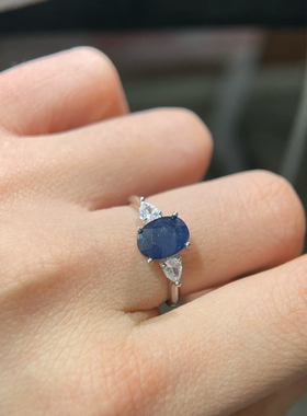 s925银镶嵌斯里兰卡蓝宝石戒指高端珠宝专柜品质顺丰包邮情人节