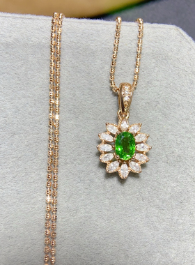 天然透辉石精美锁骨项链套装轻奢小众耳钉简约大气项链