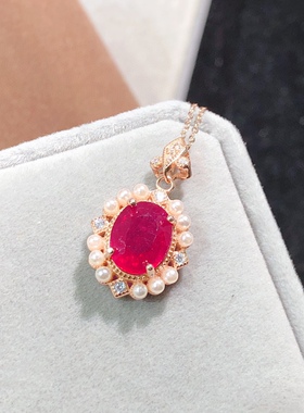 红宝石裸石戒面 天然新烧充填处理水晶彩宝戒指吊坠项链手链镶嵌