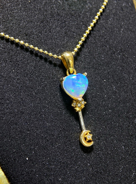 纯天然超美欧泊吊坠手工精心选料晶体好925银精工镶嵌主石7*7mm
